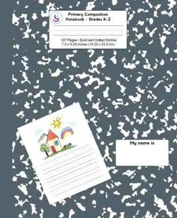 Primary Composition Notebook: Slate Gray Marble, Grades K-2 Kindergarten Writing Journal