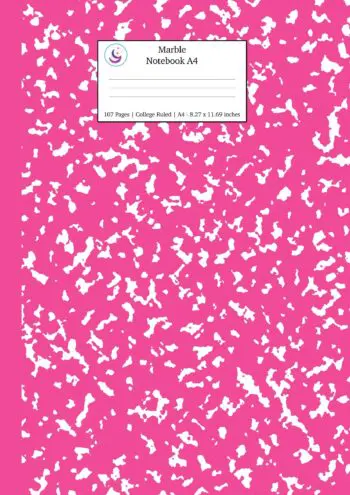 Marble Notebook A4: Hot Pink Marble College Ruled Journal