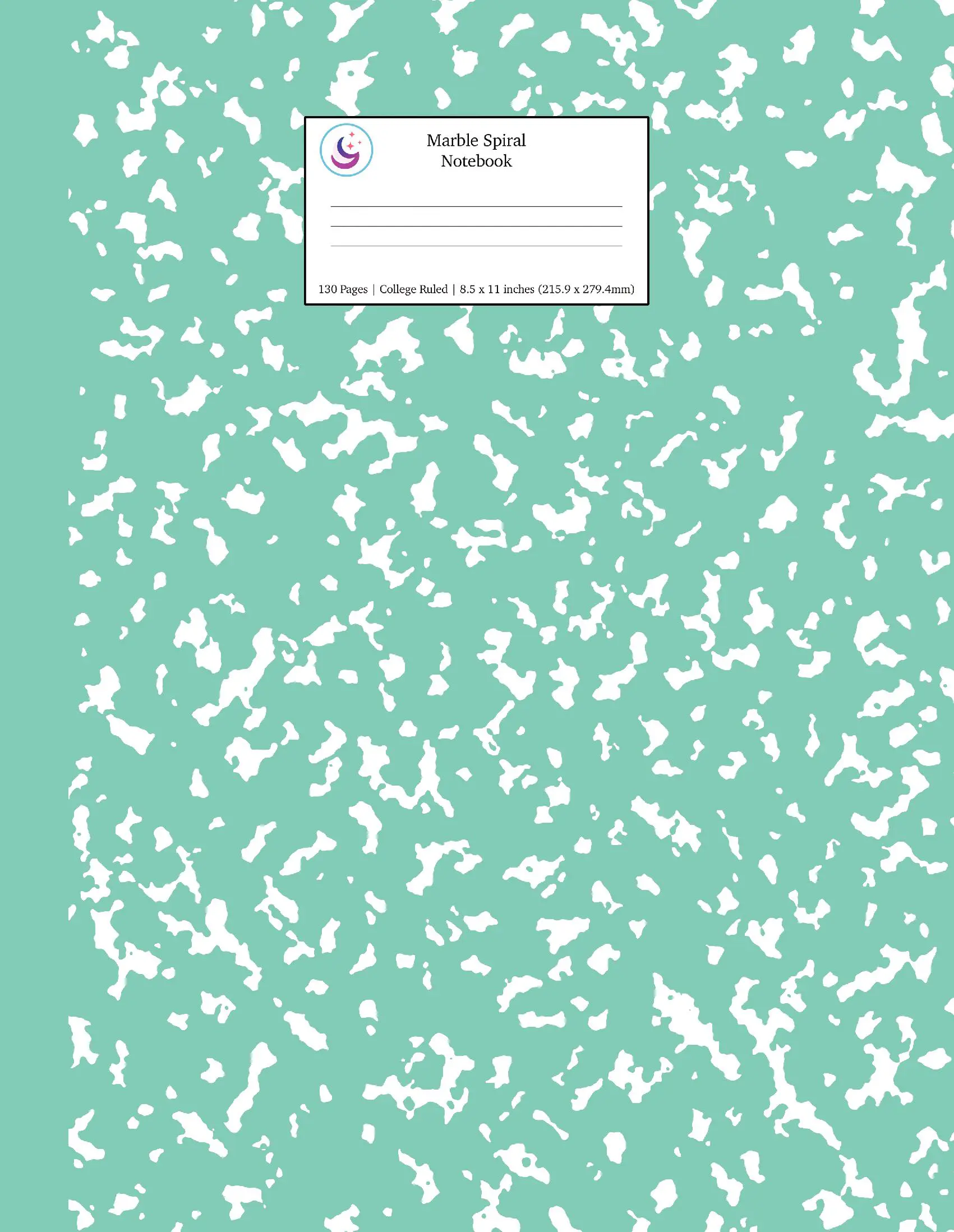 Turquoise Marble Spiral Notebook 8.5x11 College Ruled