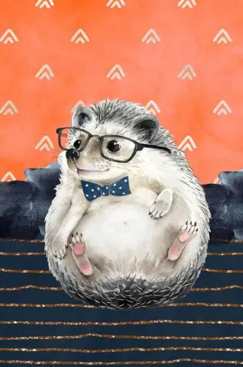 Auguste the Hedgehog: Navy and Coral Notebook (6x9 Lined Spiral Bound)