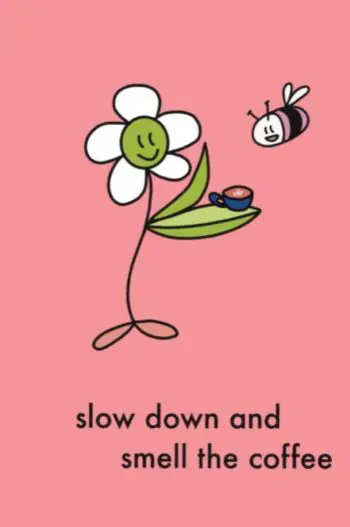 Happy Daisy Smell the Coffee Pink Lined Notebook