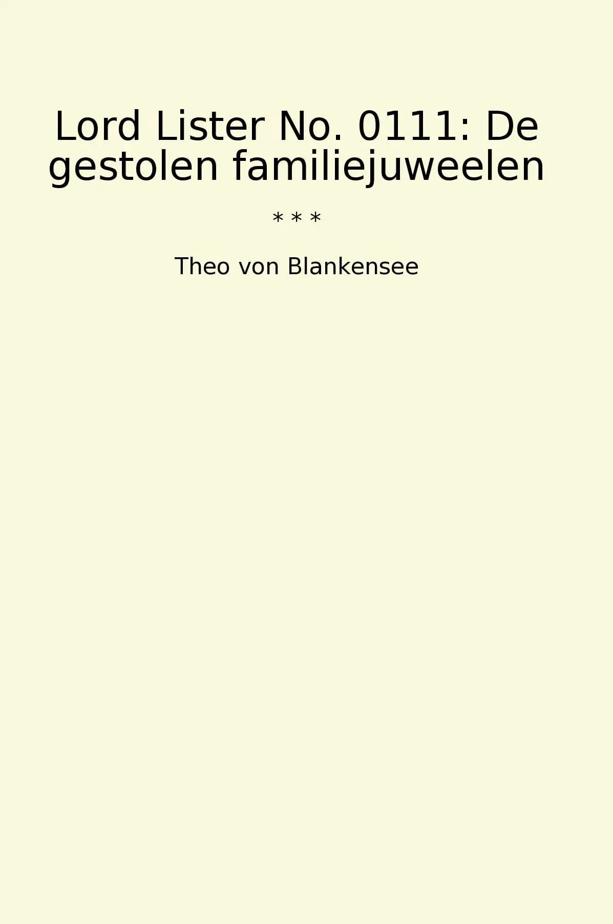 Lord Lister No. 0111: De gestolen familiejuweelen