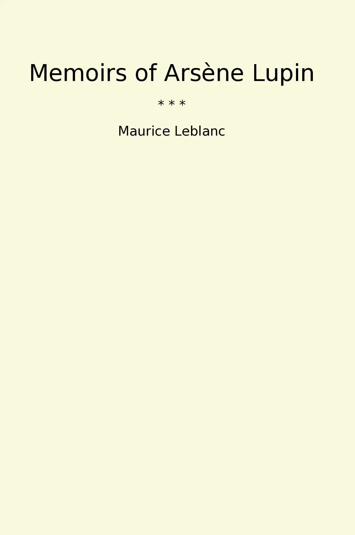 Memoirs of Arsène Lupin