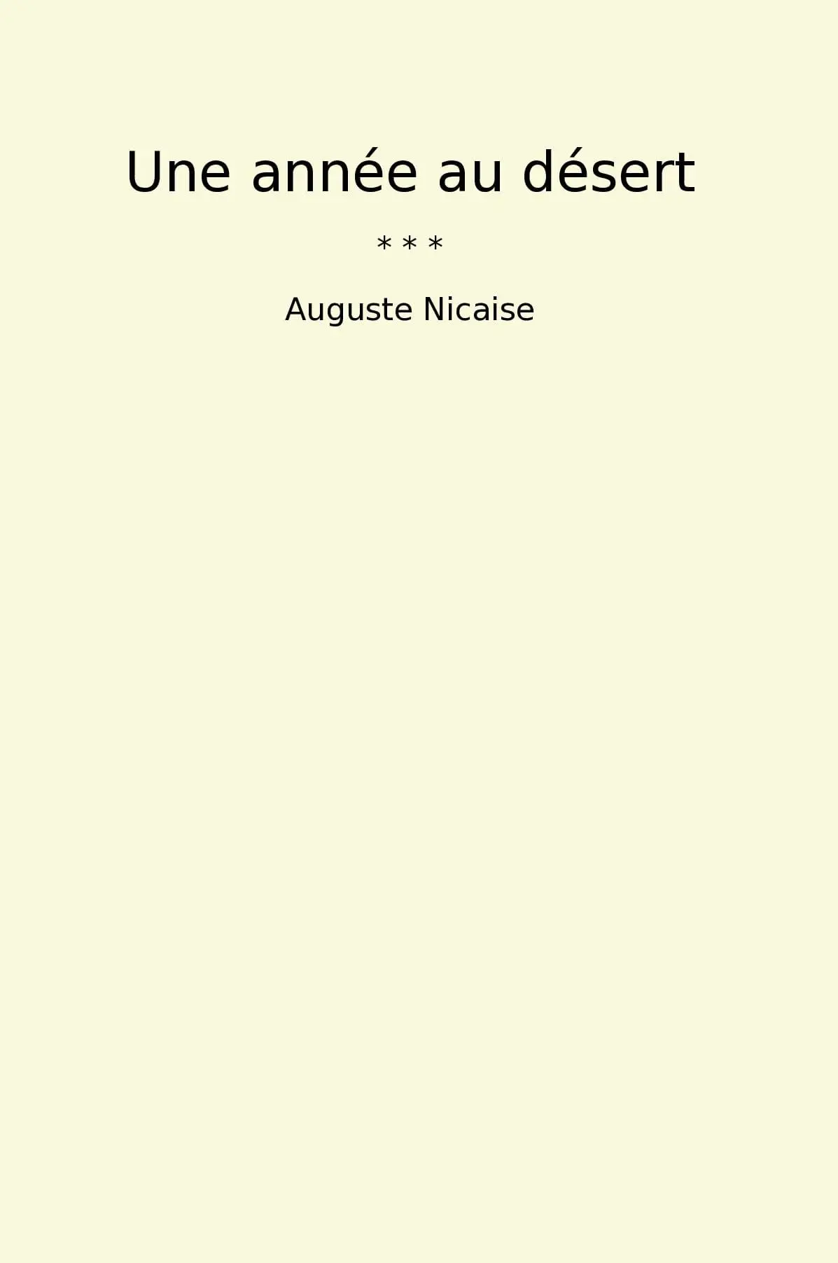Une année au désert
