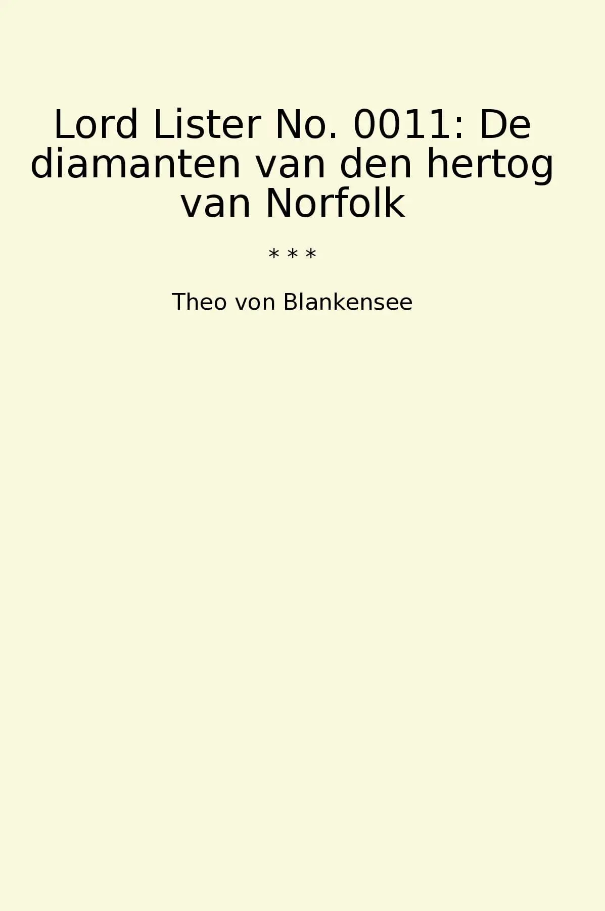 Lord Lister No. 0011: De diamanten van den hertog van Norfolk