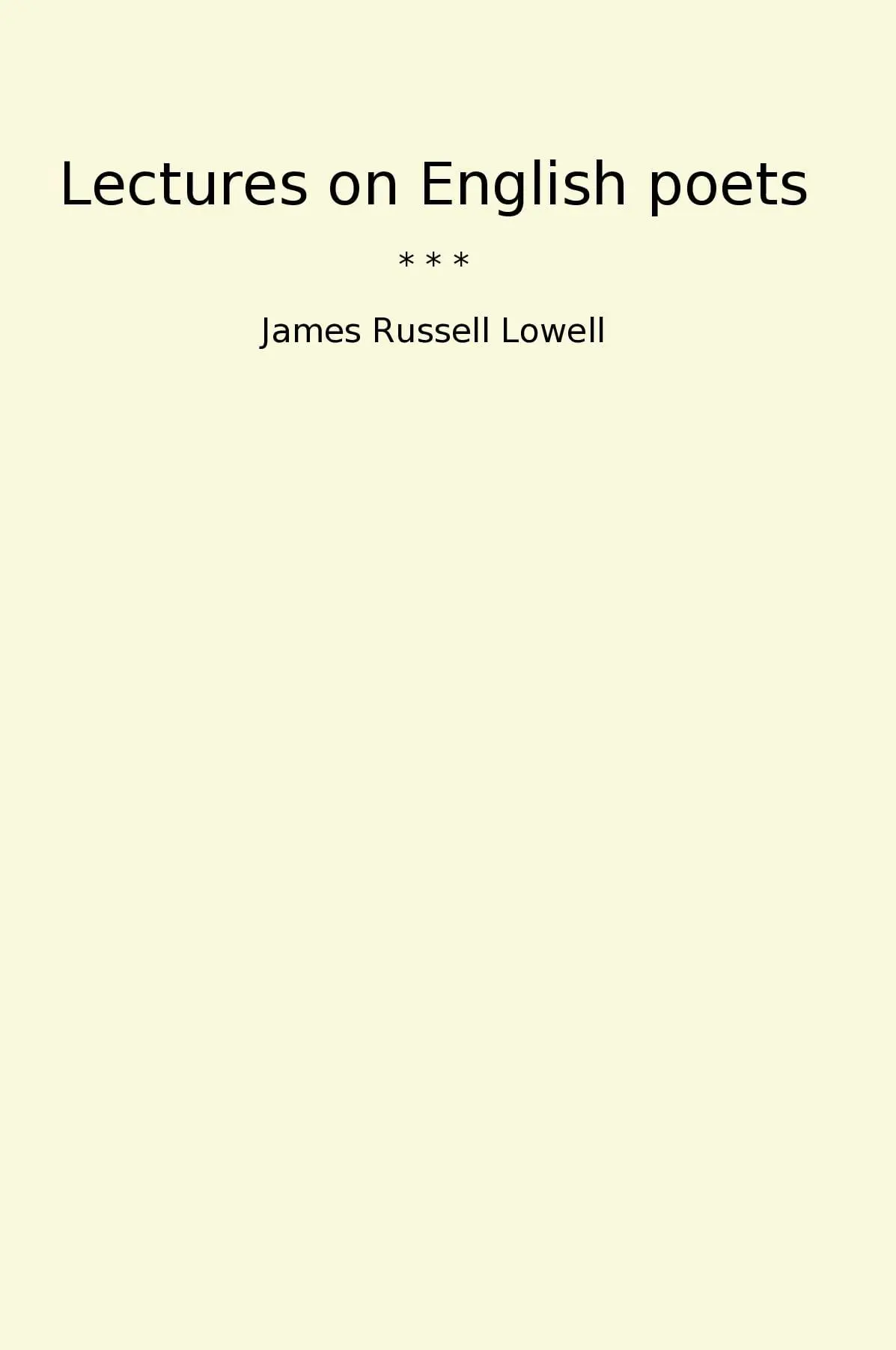 Lectures on English poets