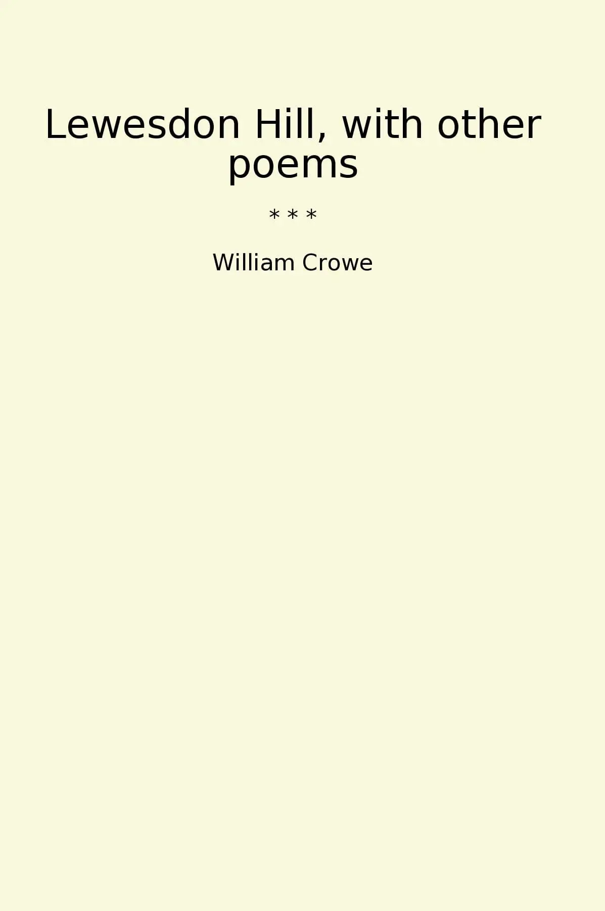 Lewesdon Hill, with other poems