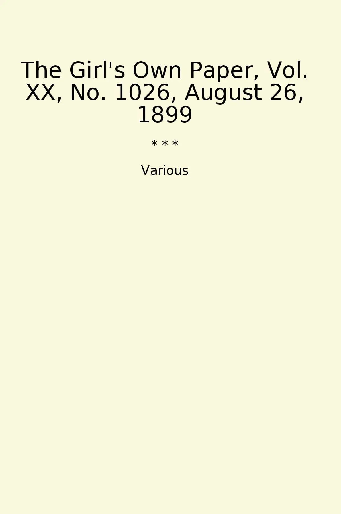 The Girl's Own Paper, Vol. XX, No. 1026, August 26, 1899