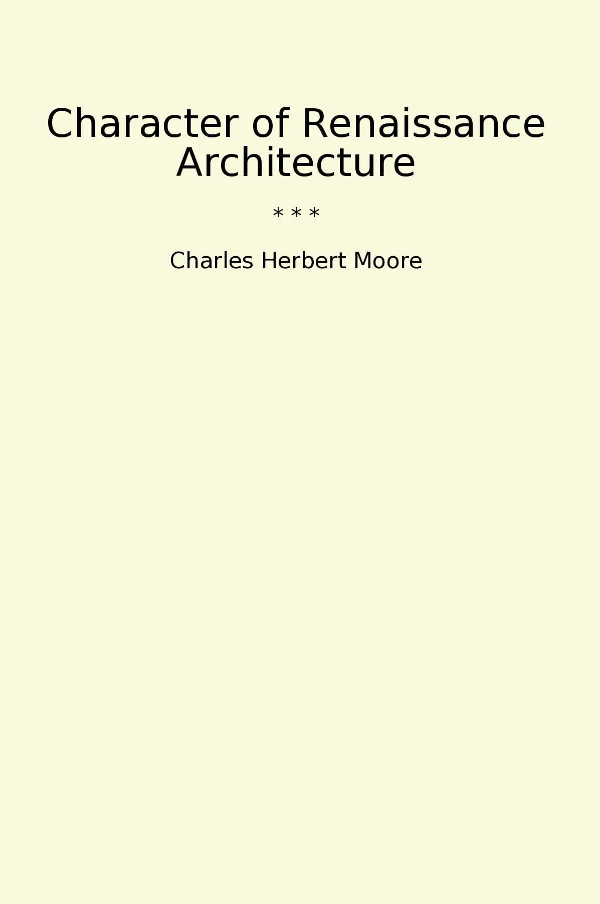 Character of Renaissance Architecture
