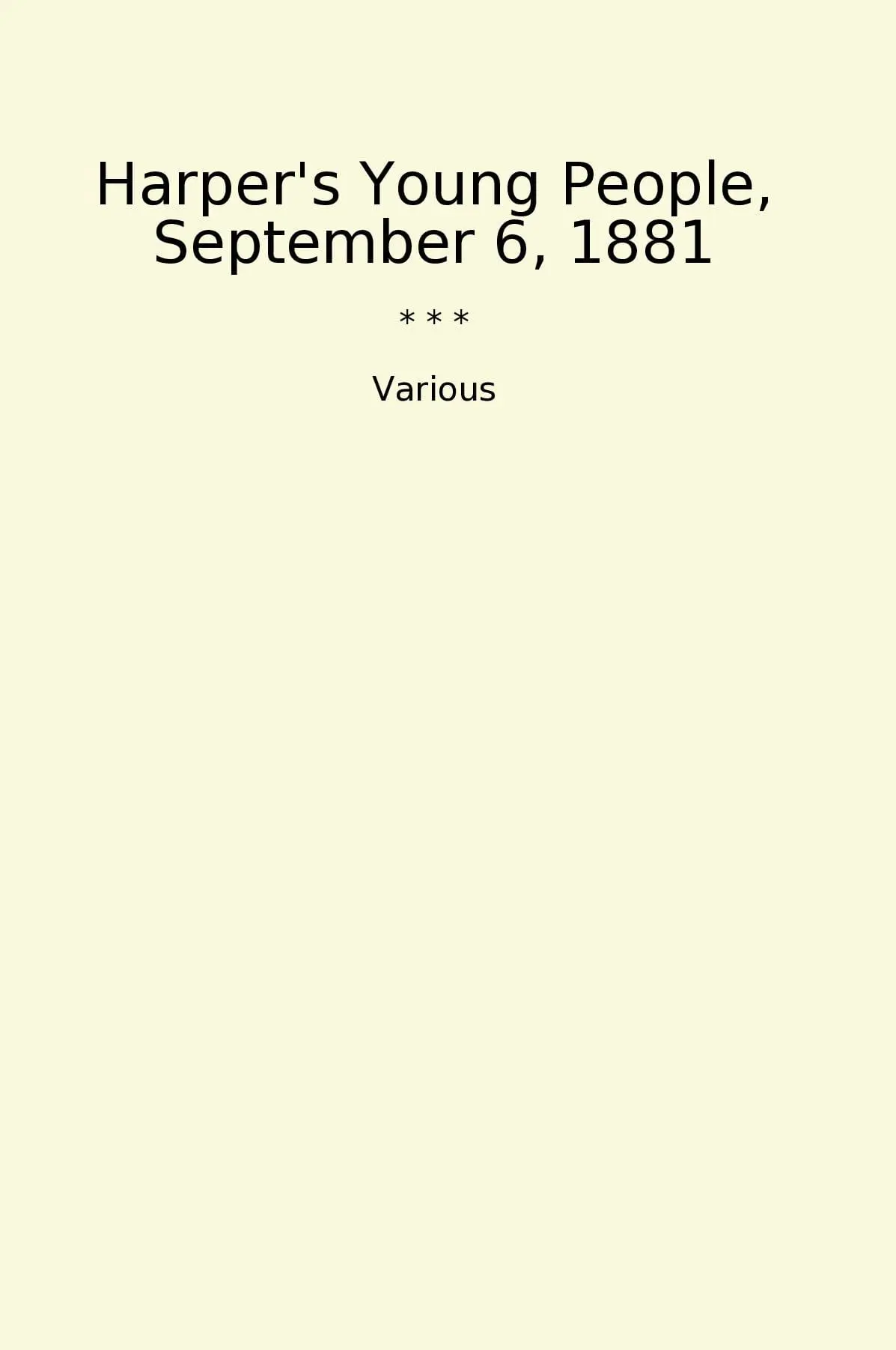 Harper's Young People, September 6, 1881