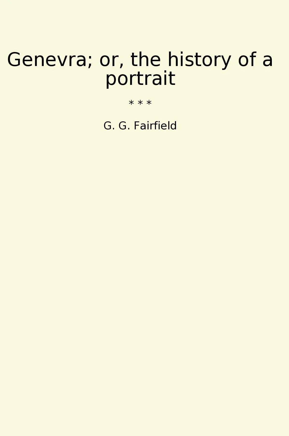 Genevra; or, the history of a portrait