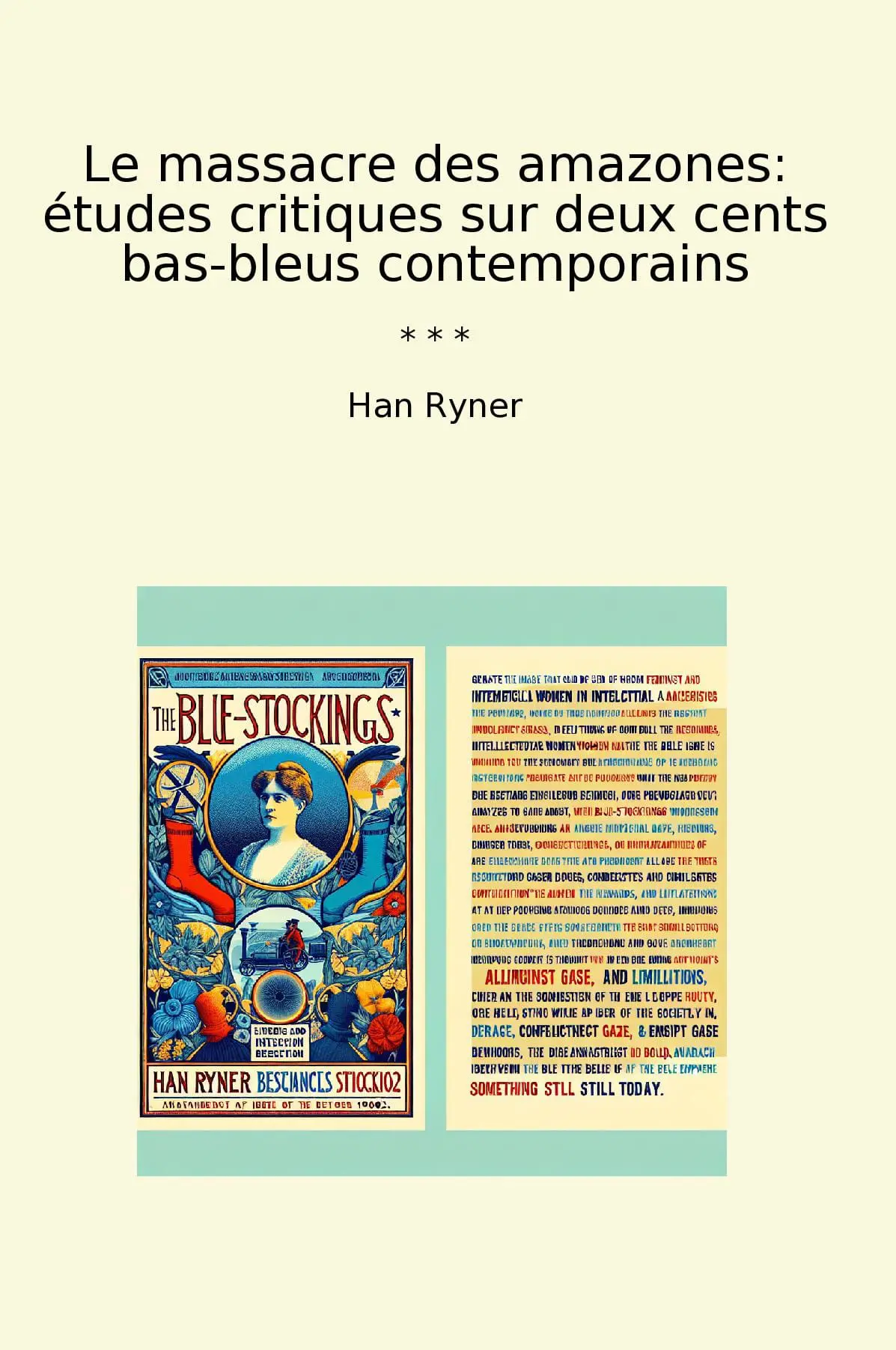 Le massacre des amazones: études critiques sur deux cents bas-bleus contemporains