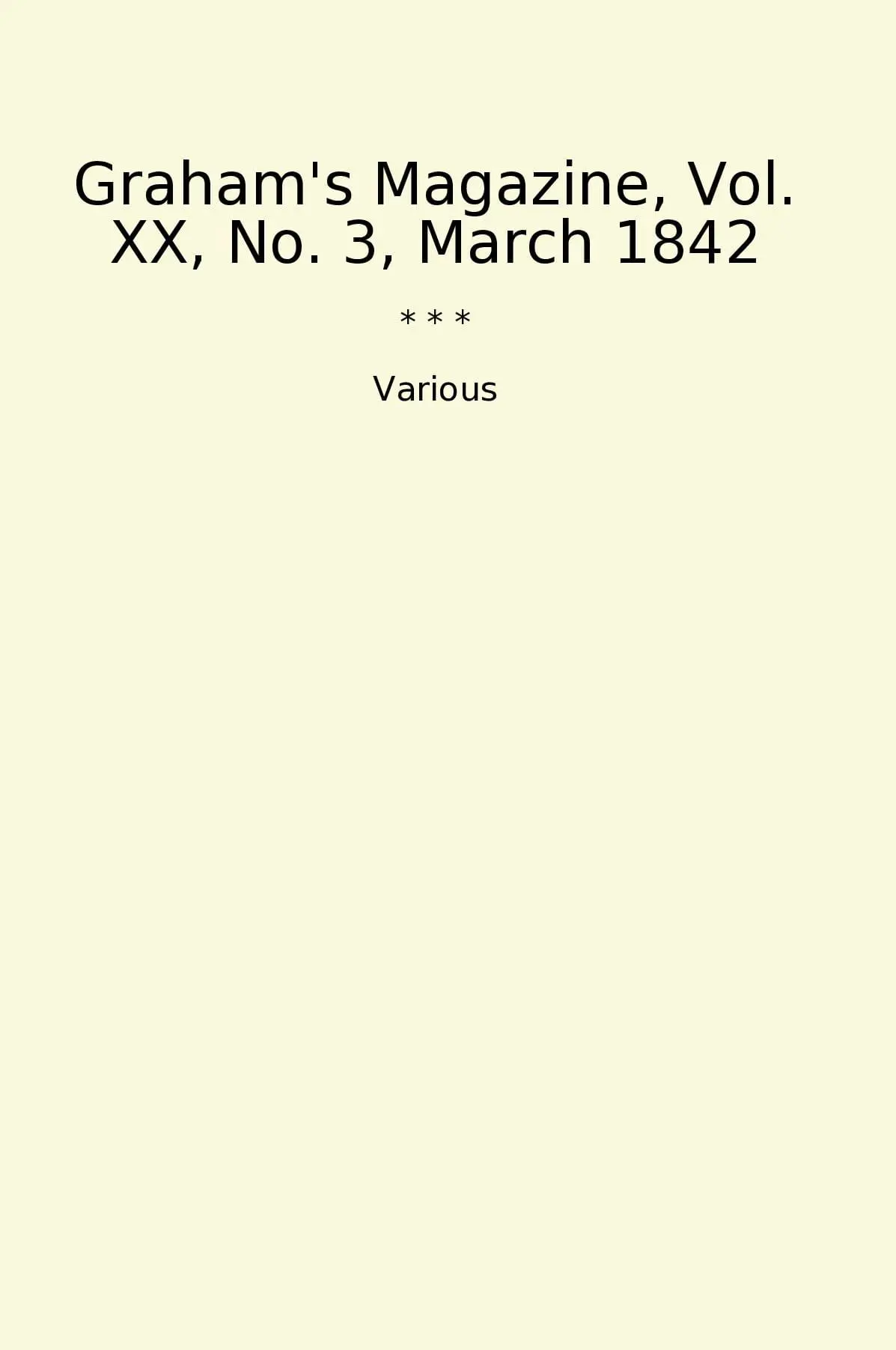 Graham's Magazine, Vol. XX, No. 3, March 1842