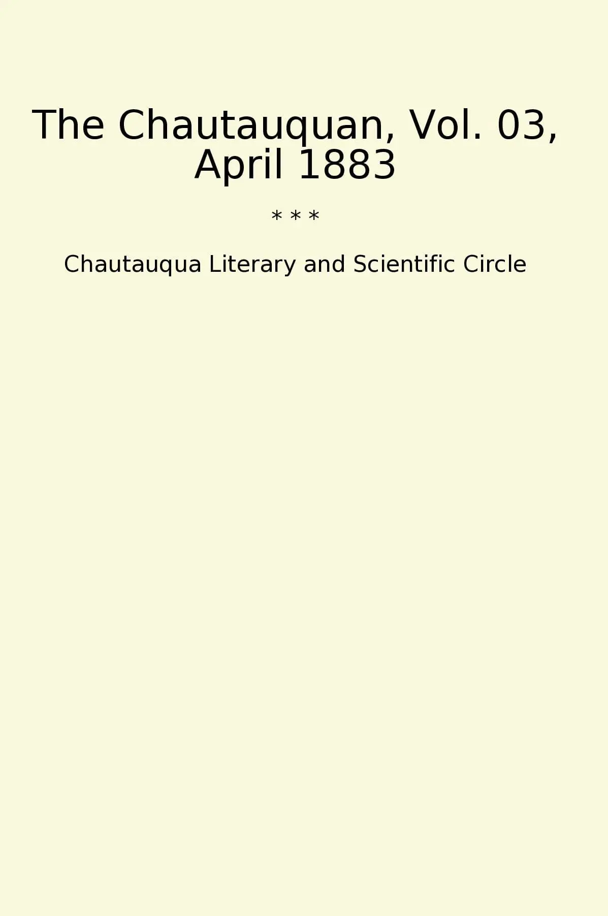 The Chautauquan, Vol. 03, April 1883
