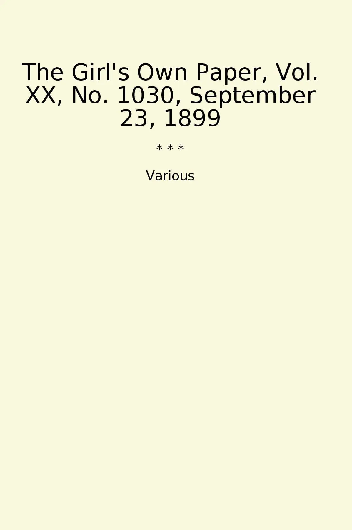 The Girl's Own Paper, Vol. XX, No. 1030, September 23, 1899