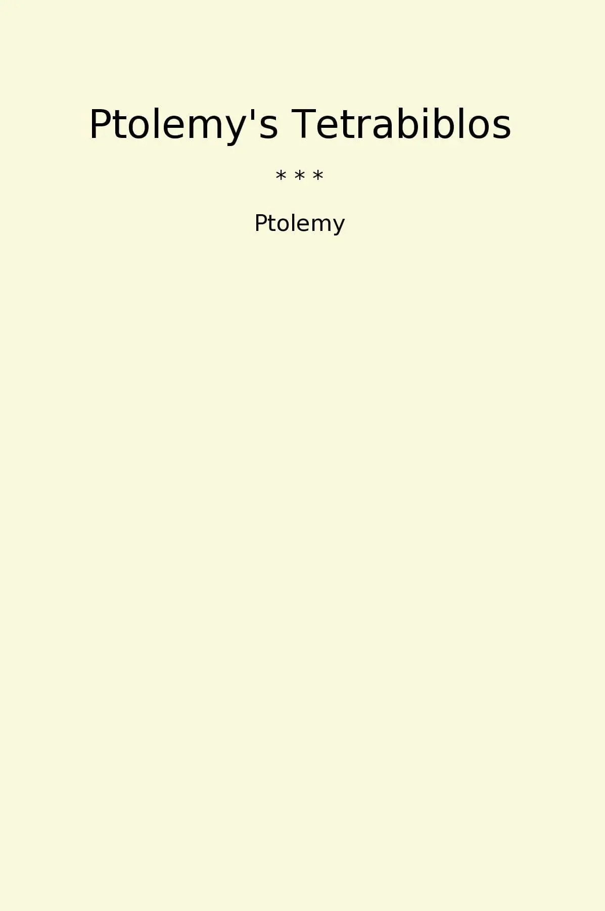 Ptolemy's Tetrabiblos