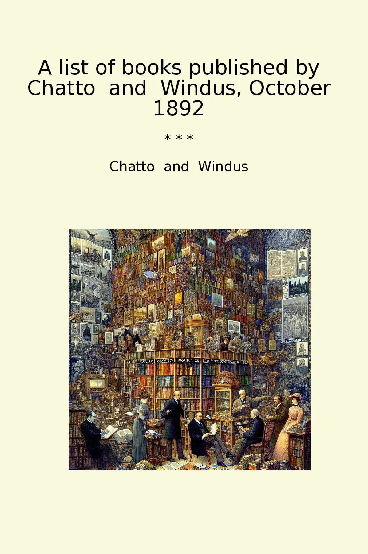 A list of books published by Chatto and Windus, October 1892