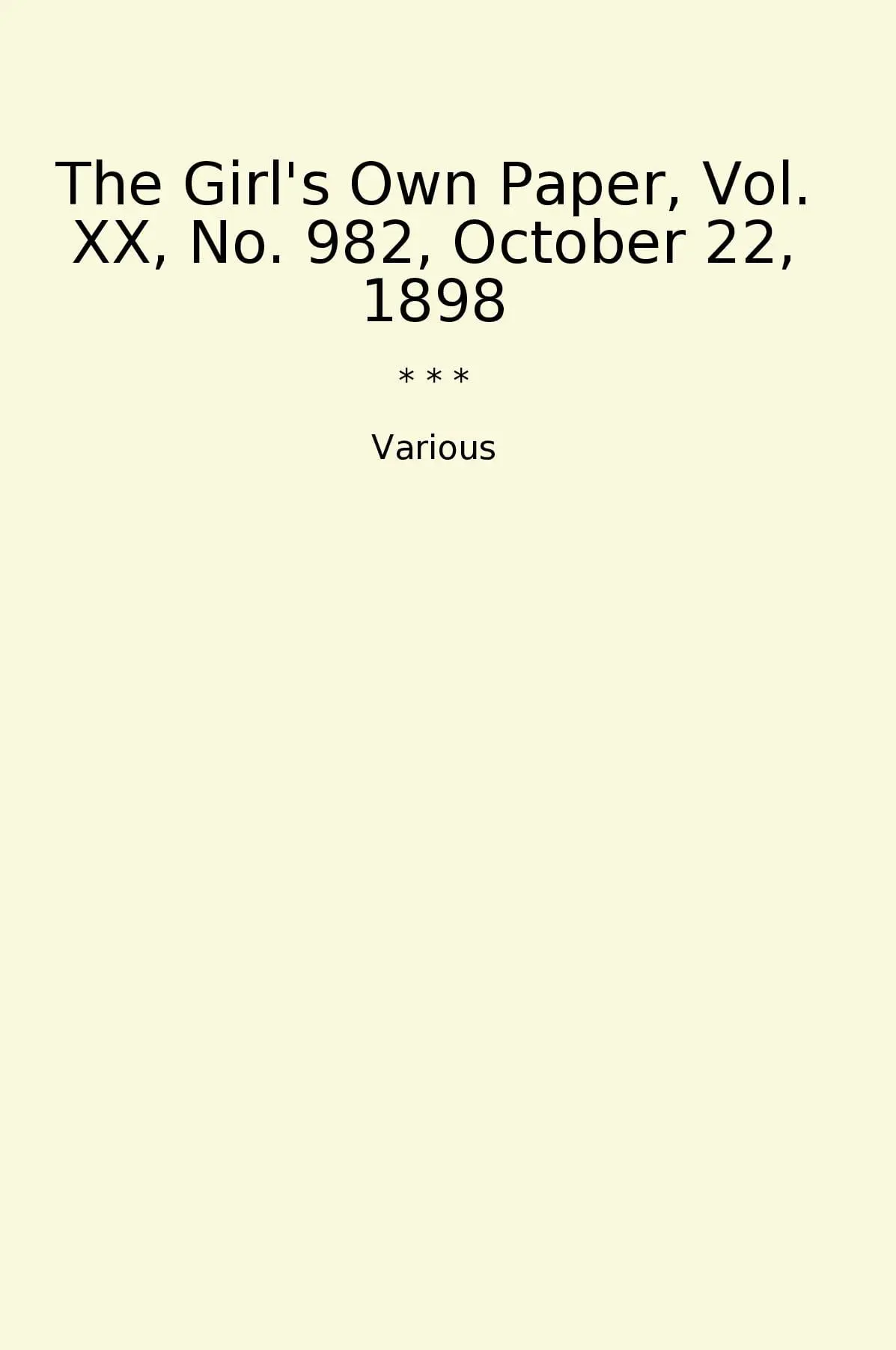 The Girl's Own Paper, Vol. XX, No. 982, October 22, 1898