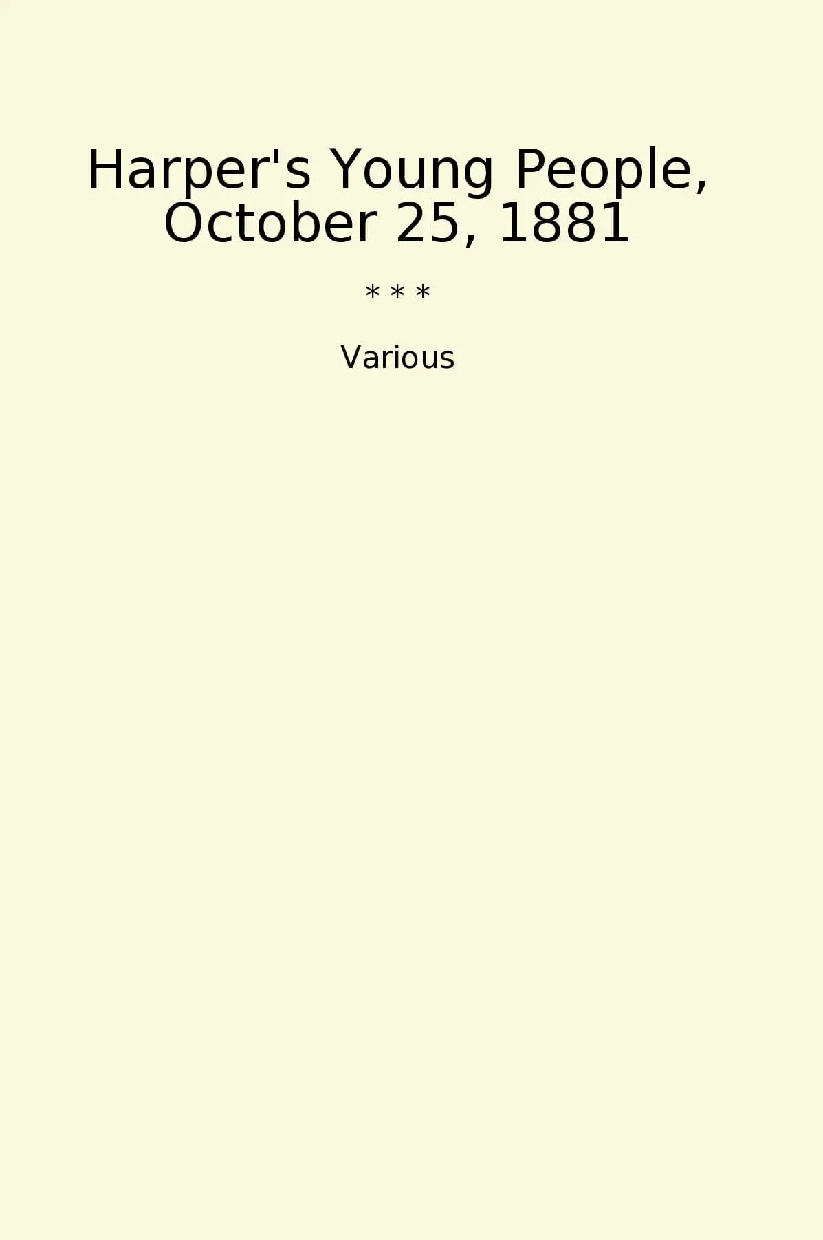 Harper's Young People, October 25, 1881