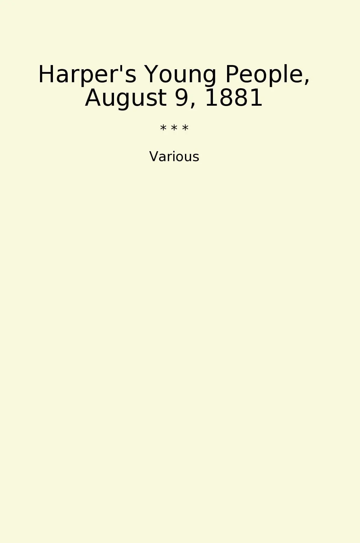 Harper's Young People, August 9, 1881