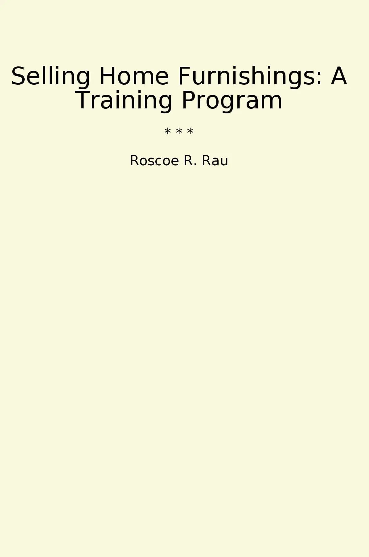 Selling Home Furnishings: A Training Program