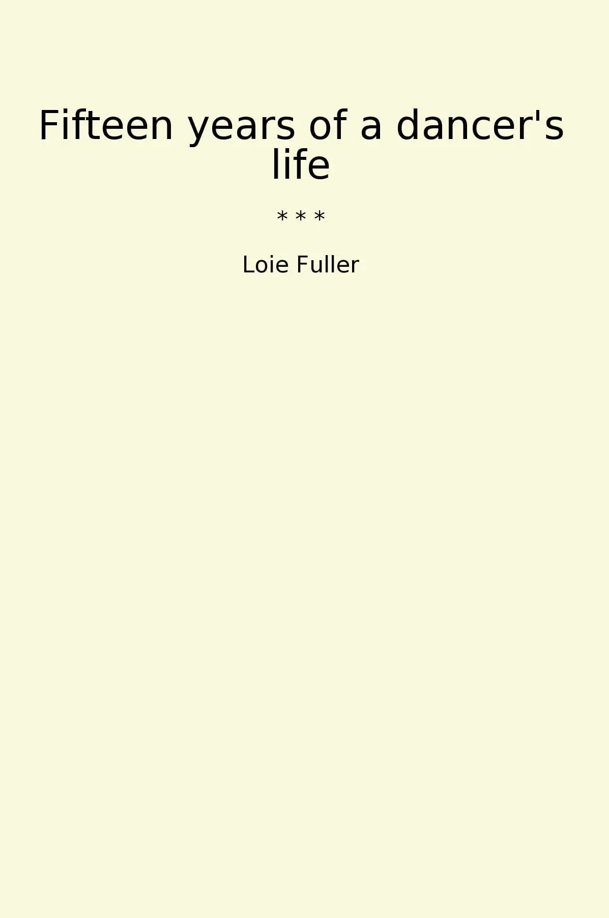 Fifteen years of a dancer's life