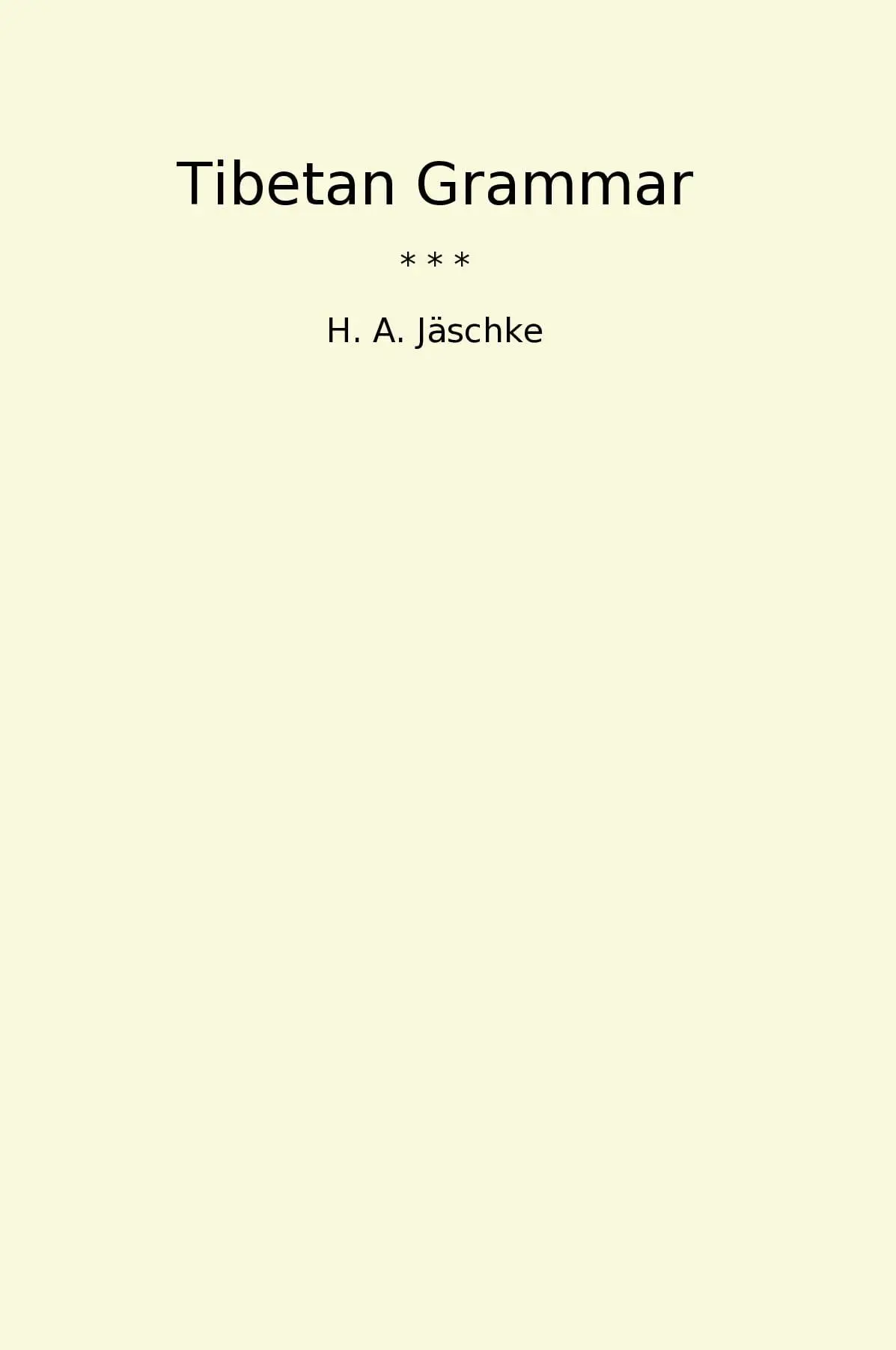 Tibetan Grammar