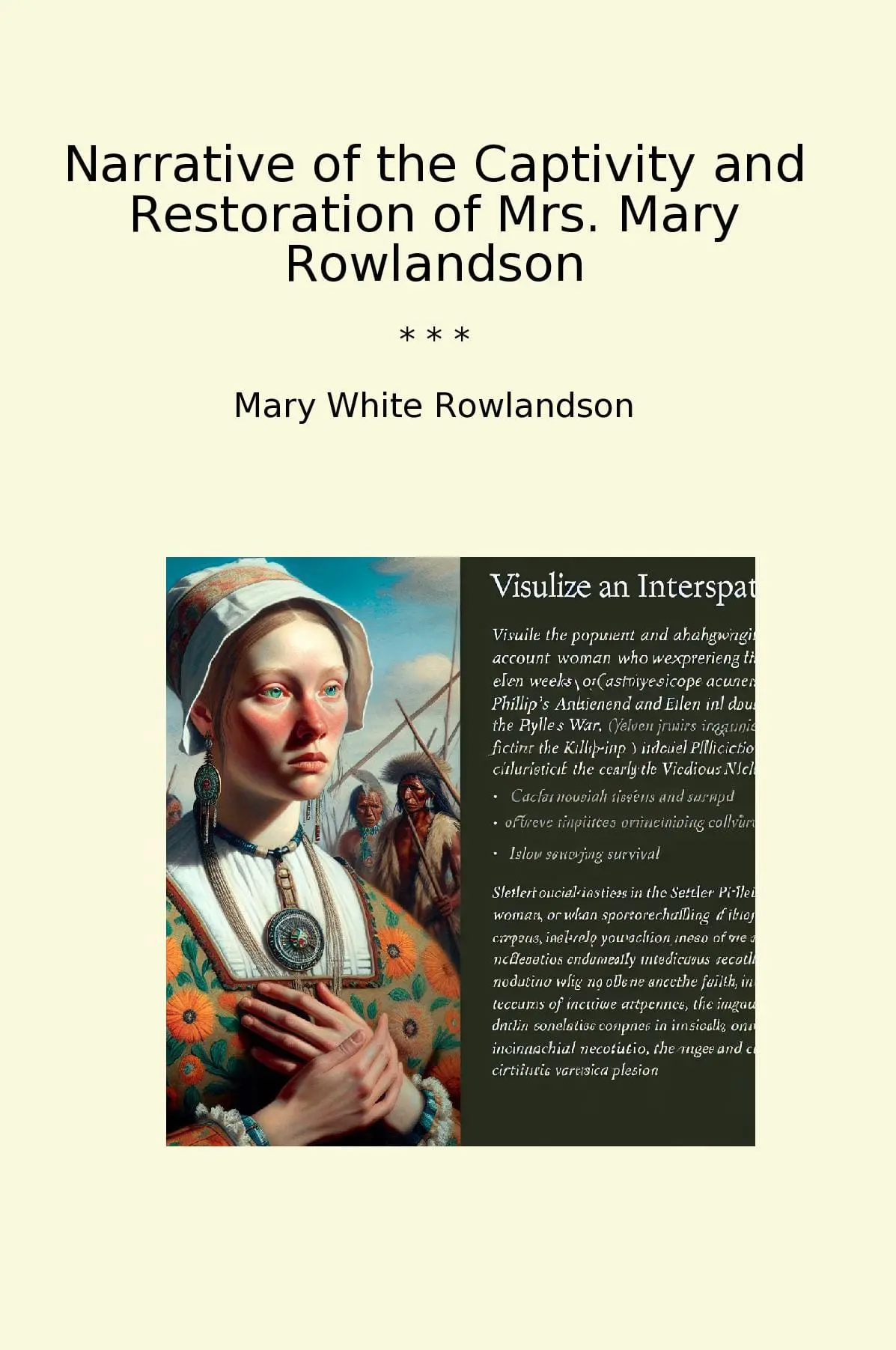 Narrative of the Captivity and Restoration of Mrs. Mary Rowlandson