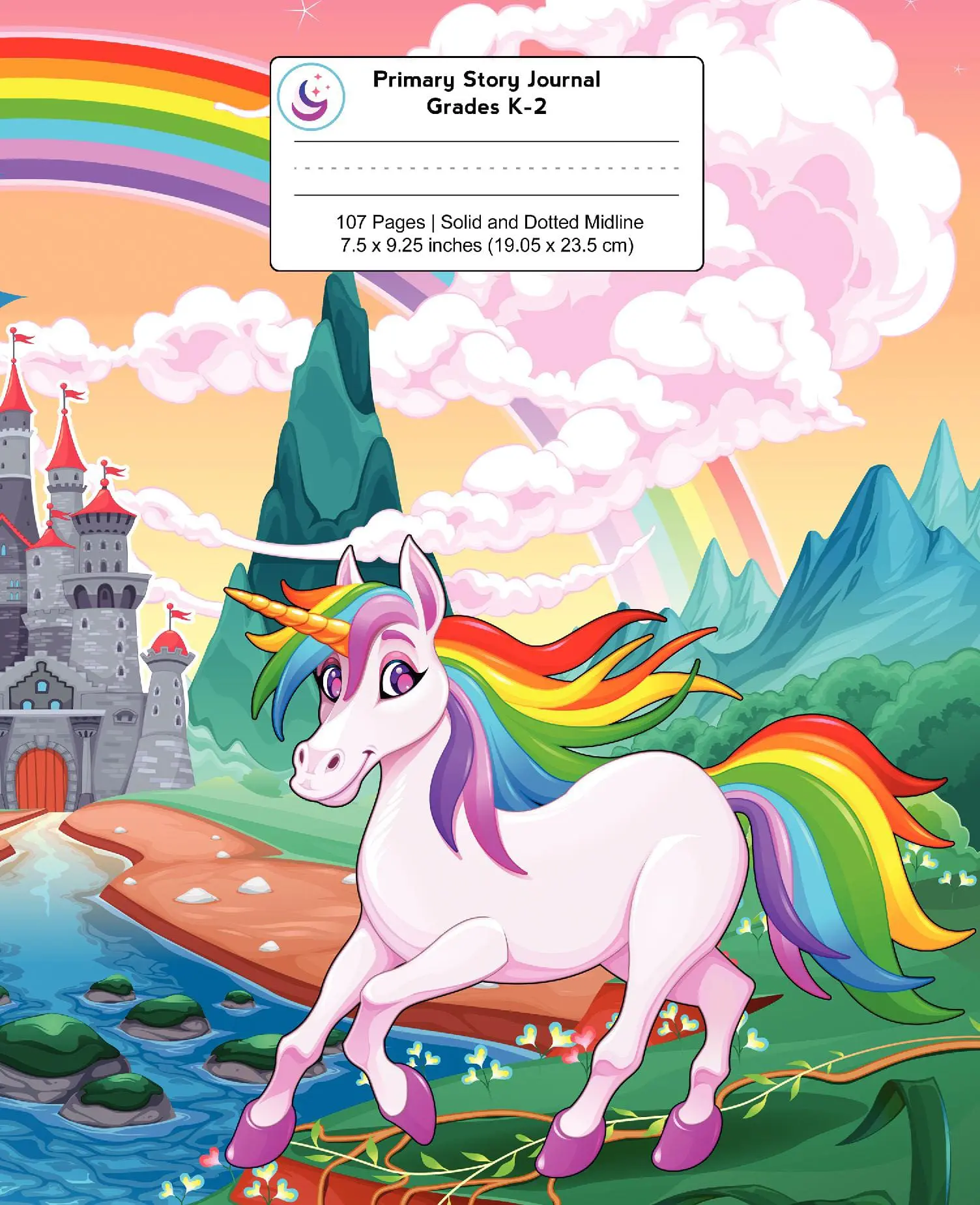 Primary Story Journal: Rainbow Unicorn, Handwriting Practice Paper