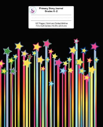 Primary Story Journal: Colorful Streaking Stars, Handwriting Practice Paper
