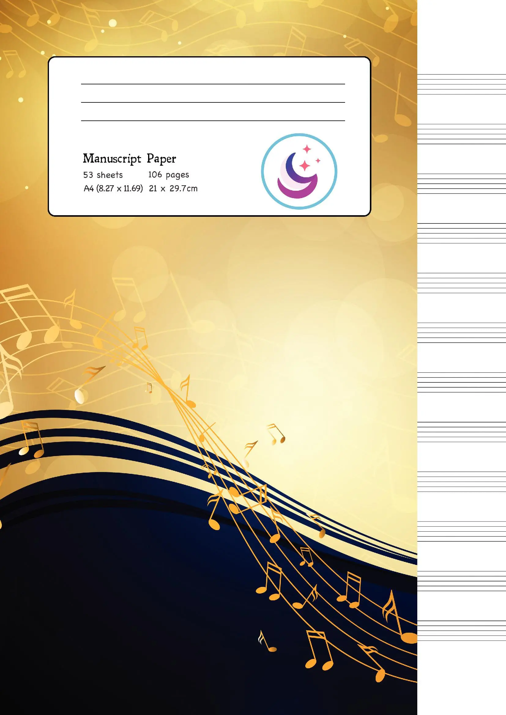 Manuscript Paper: Yellow Notes A4 Blank Sheet Music Notebook