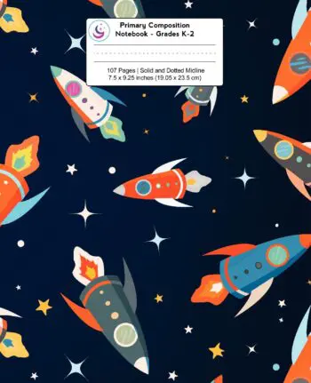 Primary Composition Notebook: Space Rockets and Stars | Grades K-2 Kindergarten Writing Journal, Kids Writing Journal
