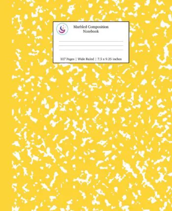 Marbled Composition Notebook: Yellow Marble Wide Ruled Paper Subject Book
