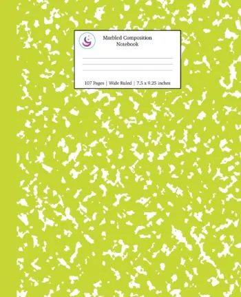 Marbled Composition Notebook: Green Marble Wide Ruled Paper Subject Book
