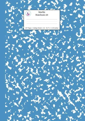 Marble Notebook A4: Blue Marble College Ruled Journal