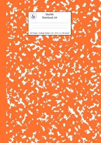 Marble Notebook A4: Pumpkin Marble College Ruled Journal