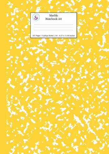 Marble Notebook A4: Yellow Marble College Ruled Journal
