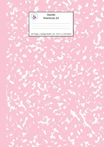 Marble Notebook A4: Pink Marble College Ruled Journal