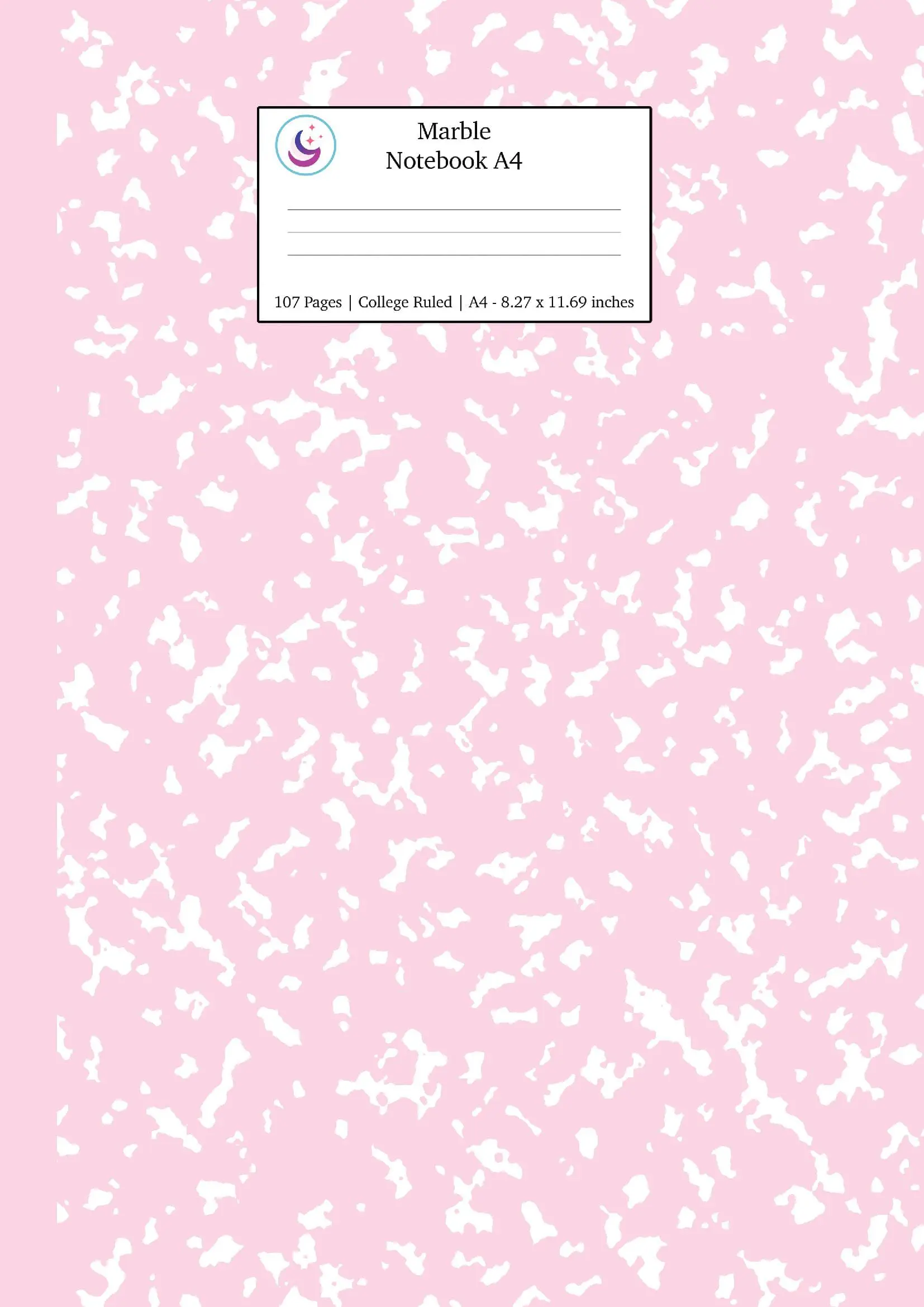 Marble Notebook A4: Pastel Pink College Ruled Journal