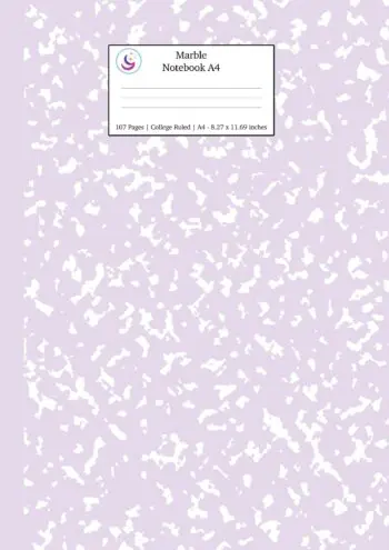 Marble Notebook A4: Lilac Purple College Ruled Journal
