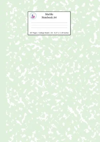 Marble Notebook A4: Mint Green College Ruled Journal