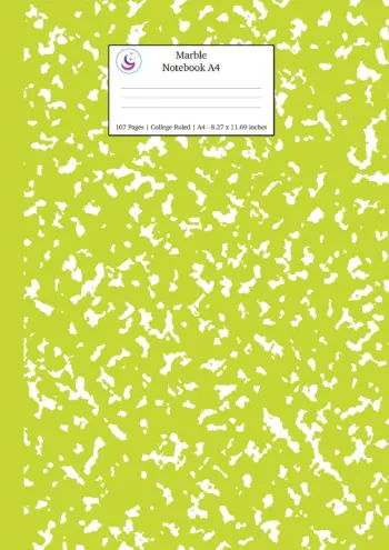 Marble Notebook A4: Green Marble College Ruled Journal