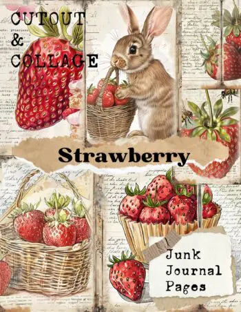 Cutout and Collage Strawberry Scrapbook Paper