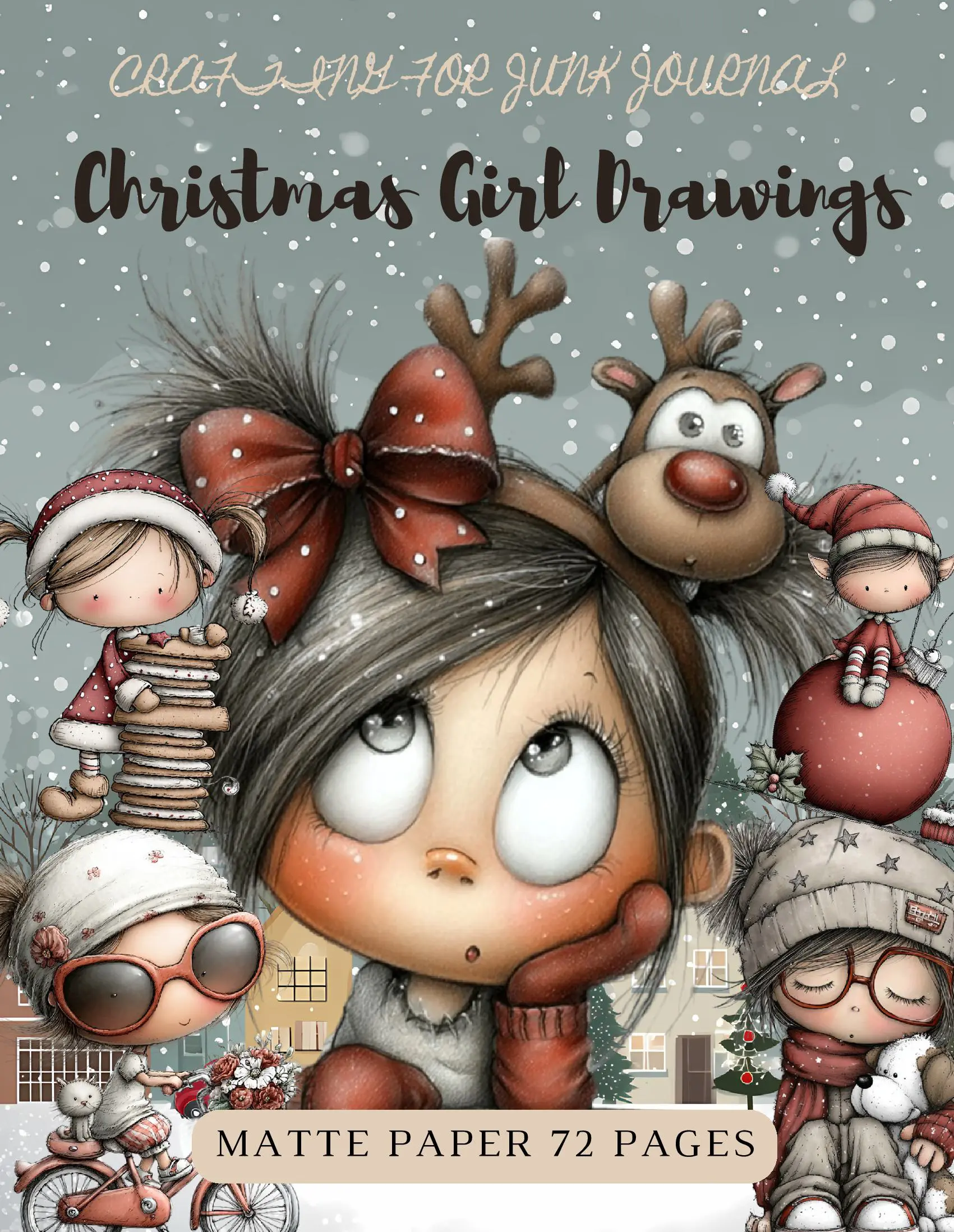 Crafting for Junk Journals Christmas Girl Drawings Ephemera Book