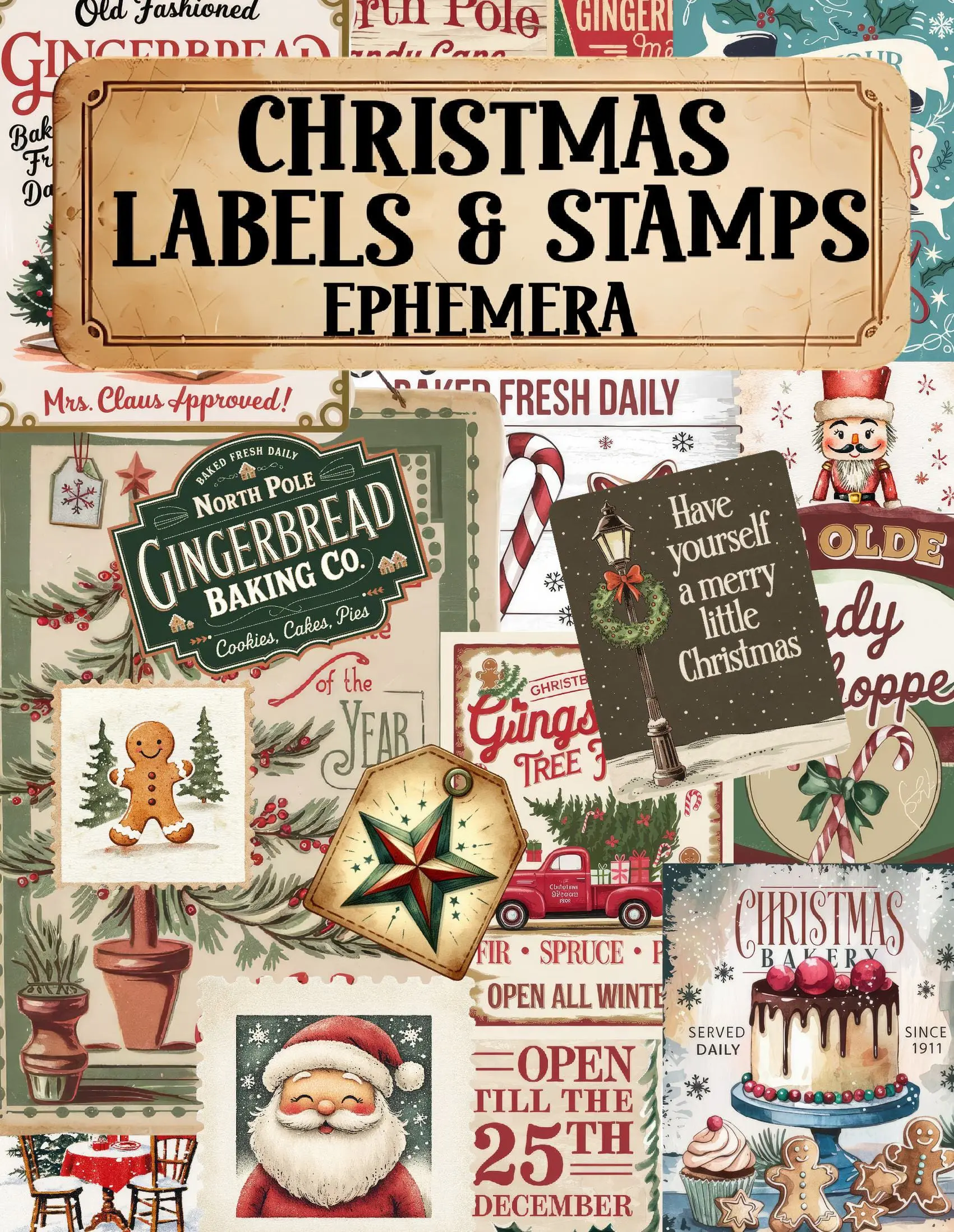 Christmas Labels and Stamps Ephemera Book