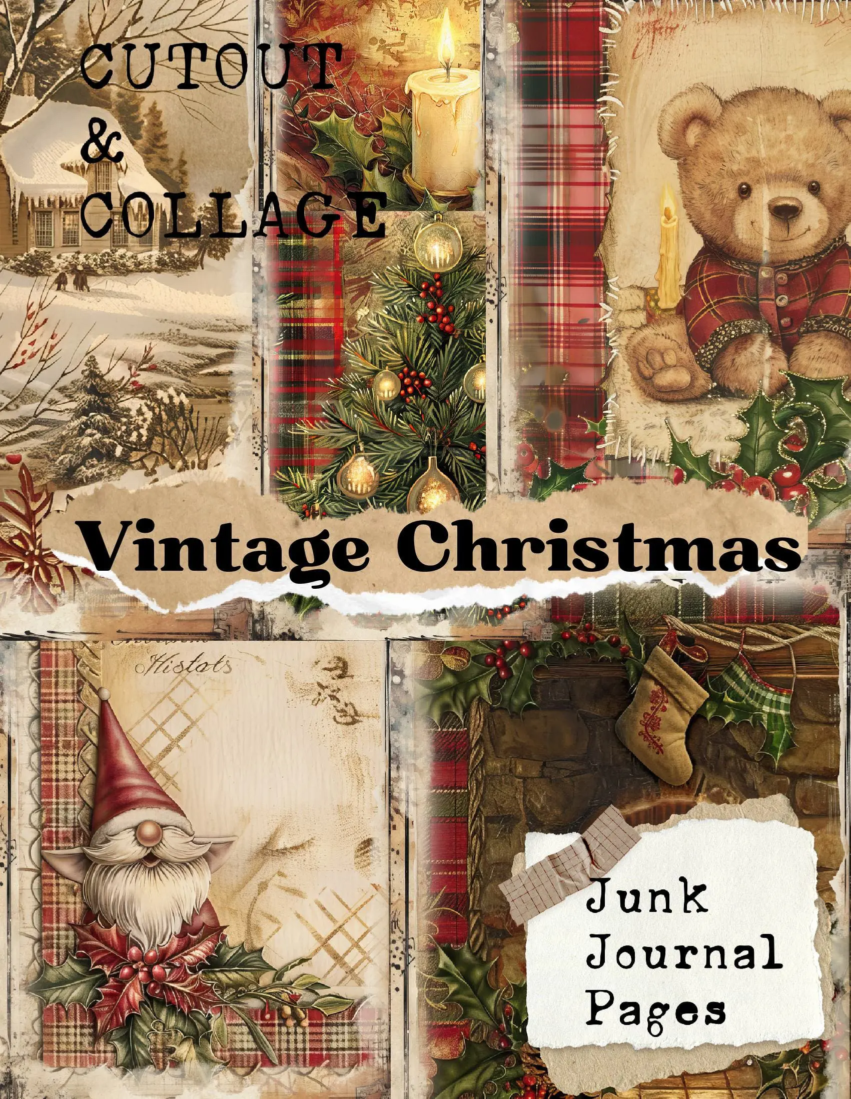 Cutout and Collage Vintage Christmas Scrapbook Paper