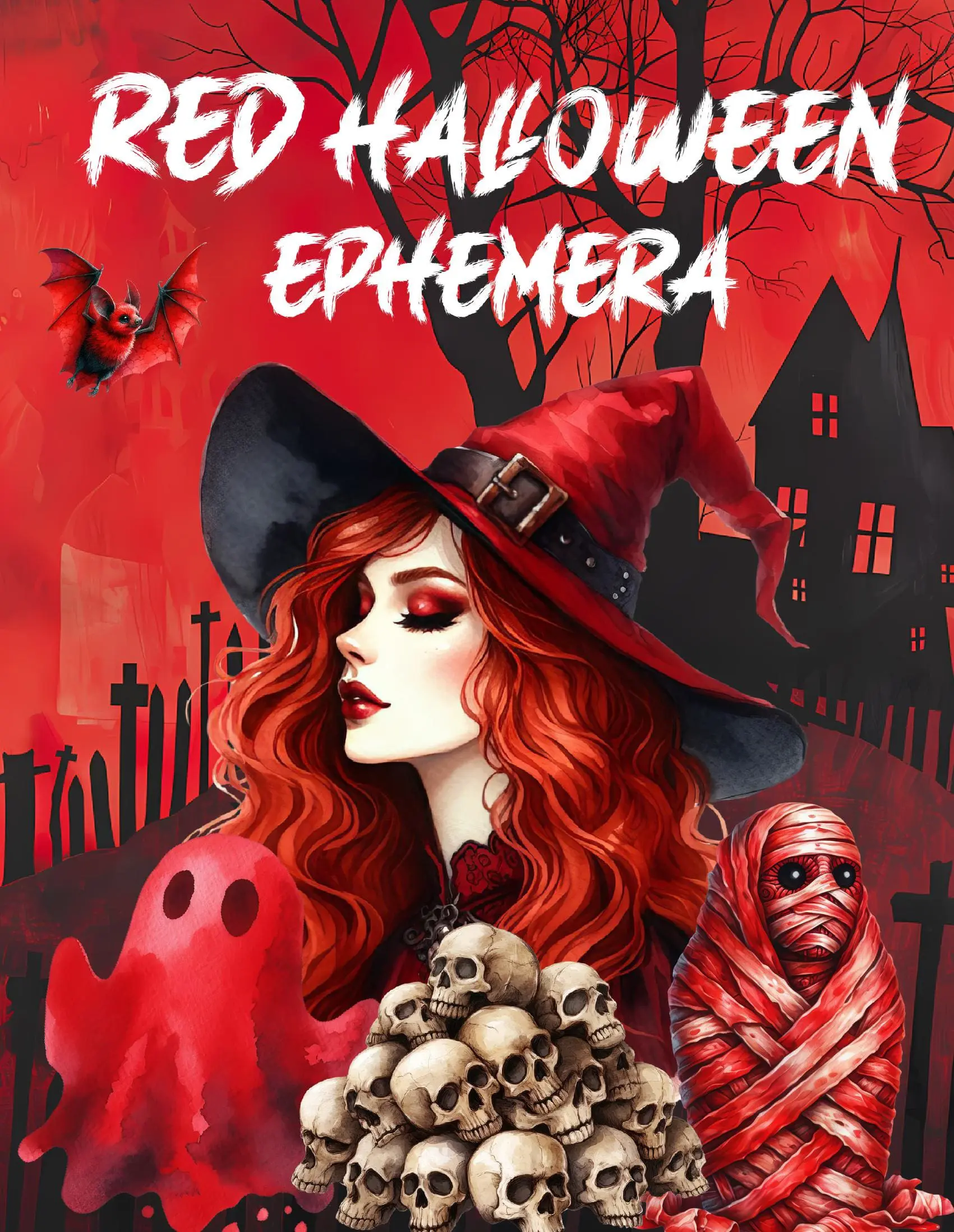 Red Halloween Ephemera Book