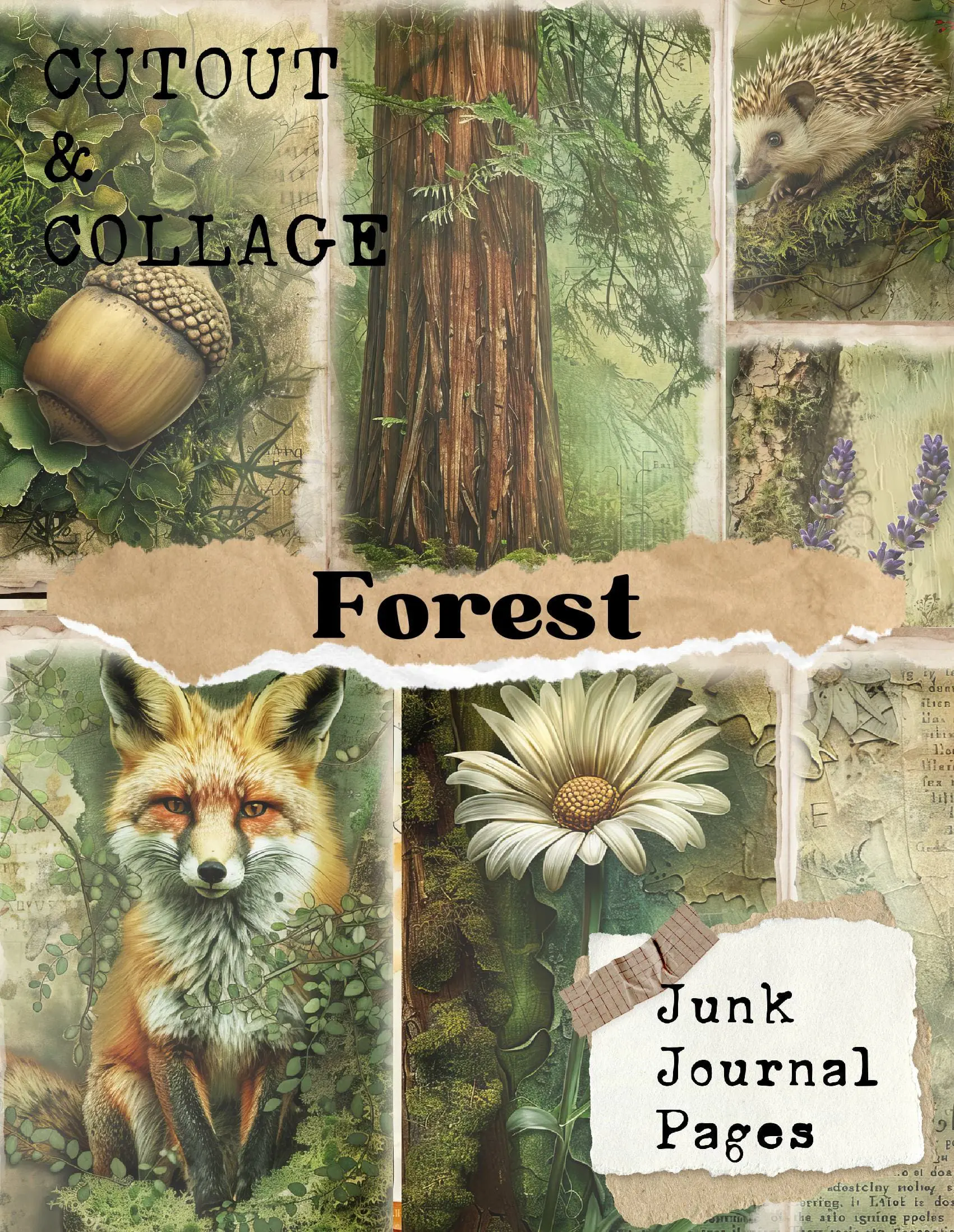 Cutout and Collage Forest Scrapbook Paper