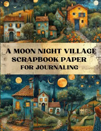A Moon Night Village Scrapbook Paper