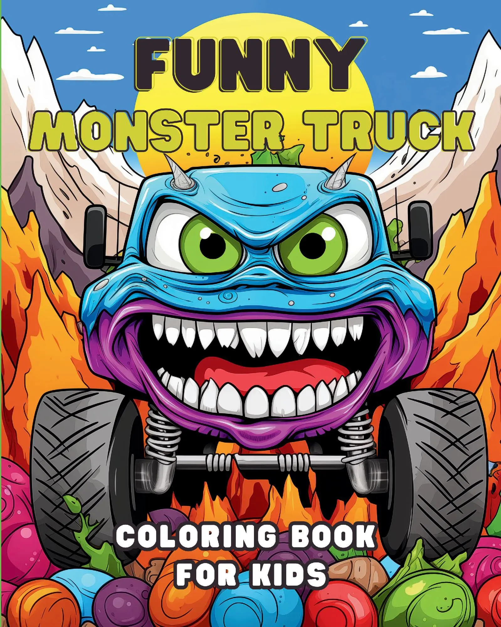 Funny Monster Truck Coloring Book for Kids